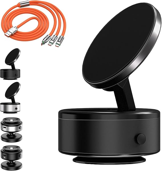 360 Rotatable Car Magnetic Phone Holder, Powerful Suction Portable Magnetic Phone Holder for All Smartphones (Black, Upgraded)