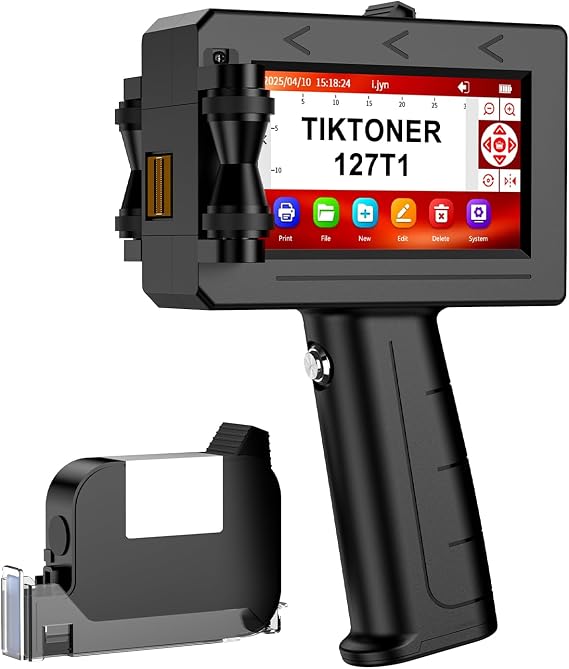 127T1 Handheld Inkjet Printer - Portable Handheld Printer for Text/Logo/QR Code/Barcode/Date/Batch Number/Serial Number, Inkjet Coding Machine for Cardboard/Metal/Plastic/Ceramic/Wood/Fabric