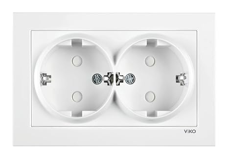 Viko Karre 55 White Dual Ground Socket Anti-Collision C1 Mechanism