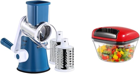 Cheese Grater and Manual Food Chopper Bundle