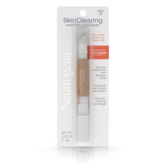 Neutrogena SkinClearing Blemish Concealer Face Makeup, Deep 20, .05 oz