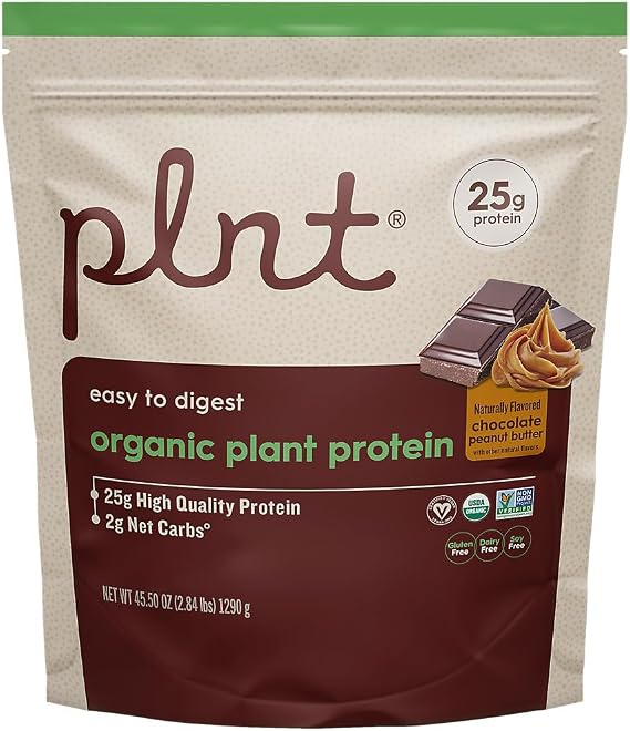Organic Plant Protein Powder a" Chocolate Peanut Butter a" 2.84 lbs./30 Servings