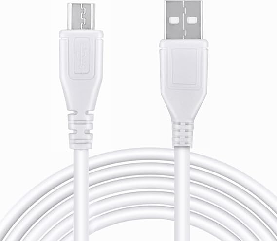 5ft White Micro USB Cable PC Laptop Data Sync Cord Replacement for Replacement for Suaoki Model: T803D Portable Jump Starter Car Power Bank Emergency Power Battery