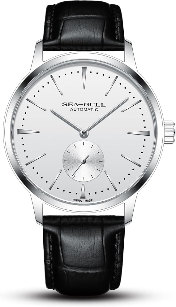 SEA-GULL Men's Automatic Mechanical Watch with Seconds Sub-dial, Business Leather Strap Analogue Display Wristwatch,40mm