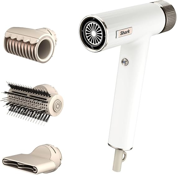 Shark SpeedStyle Hair Dryer & Finisher RapidGloss for Straight and Wavy Hair, 3 Stylers, Quick Dry, for All Hair Types, No Thermal Damage, Ionic, Silk HD333EU (EU Plug)