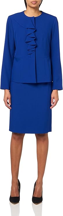 Le Suit Women's Ruffle Front Blazer & Skirt, 2pc Set