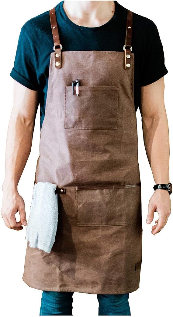 ApronMen - Leather and Canvas Adjustable Work Apron for Men