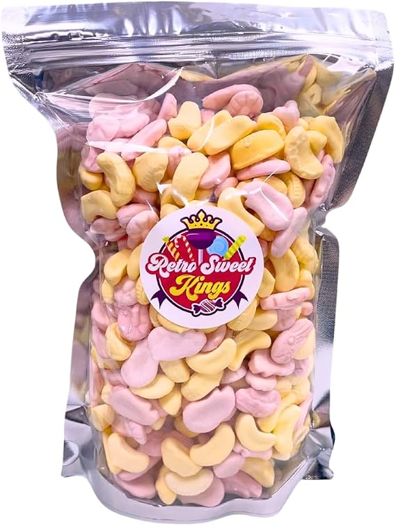 Mini Foam Shrimps and Bananas Sweets 500g Bag, Pouch