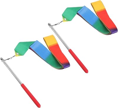 Toyvian 1Set Outdoor Gymnastics Ribbons Dance Ribbon Kit with Flag Poles Flame Ribbons for Rhythmic Gymnastics Training Dance Practice and Performance