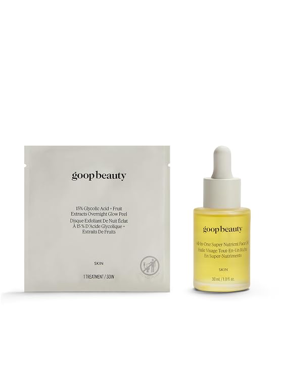 goop Beauty Glowing Skin Kit | 4-Pack of Glycolic Acid Peel Pads | 1 fl oz of Hydrating Face Oil