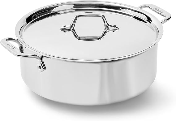 All-Clad D3 Stainless Steel 6 Qt Stockpot with Lid, Made in the USA The Original Bonded Professional Cookware, Soup & Stew Pot, Induction Compatible, Oven Safe up to 600F