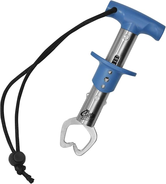 CUDA 6" Fish Lip Gripper, Durable Stainless Steel Up to 22 Lbs Fishing Accessory Tool for Freshwater Fish with Non-Slip T-Handle, Lanyard Included
