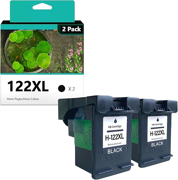 122XL Ink Cartridges Replacement for HP 122 122XL Ink Cartridge Compatible for HP Deskjet 1000 1010 1050 2000 2050 3000 3050 3050A 1510 Printers 2 Black
