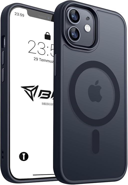 Babilden iPhone 11 İçin Kılıf Kamera Korumalı Magsafe İle Uyumlu Kablosuz Şarj Özellikli Mat Şeffaf Renkli Telefon Kılıfı (Siyah)