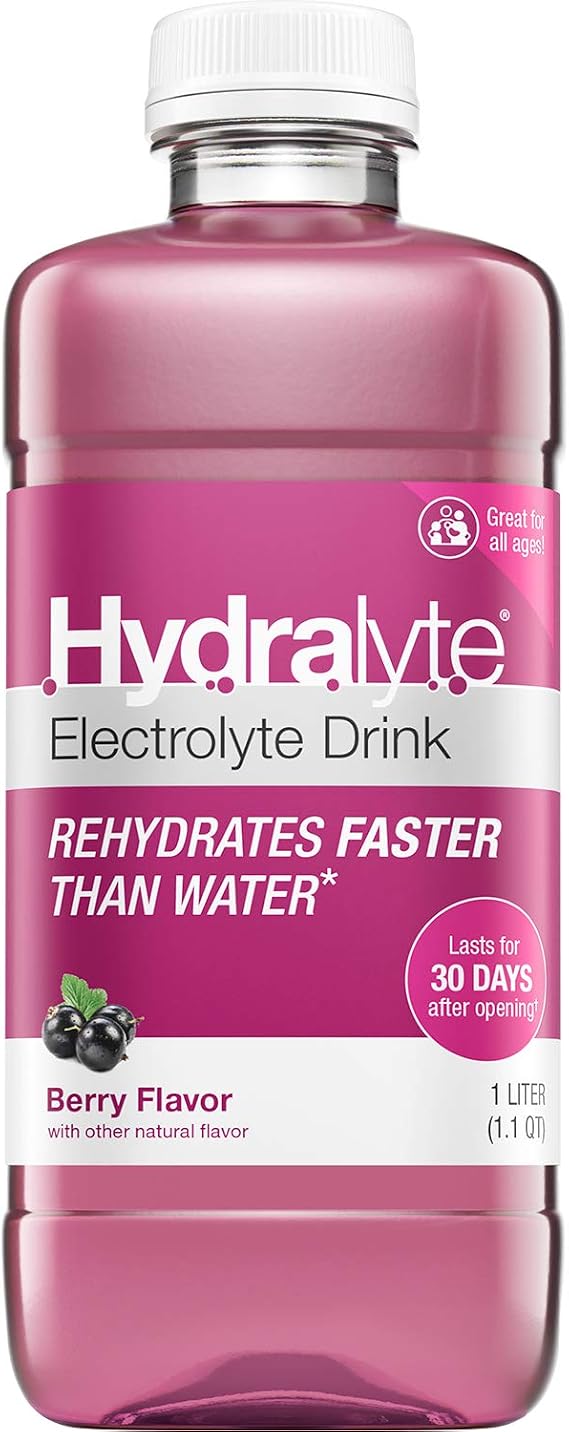 Hydralyte Electrolyte Oral Hydration Ready-to-Drink Solution, Berry, 33.8 Ounce Bottle