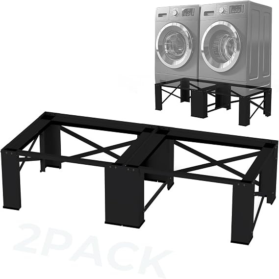 28" Washer and Dryer Pedestals Set of 2,Laundry Pedestal for Washer and Dryer, Alloy Steel Washing Machine Stand Raiser, Washer and Dryer Stand 12.6'' Height Black