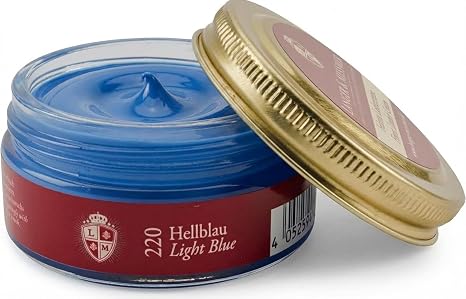 Langer & Messmer Finest Leather Cream for Smooth Leather Care - High-Quality Shoe Polish for Shoe Care 50 ml Suitable for All Smooth Leather Shoes Light Blue