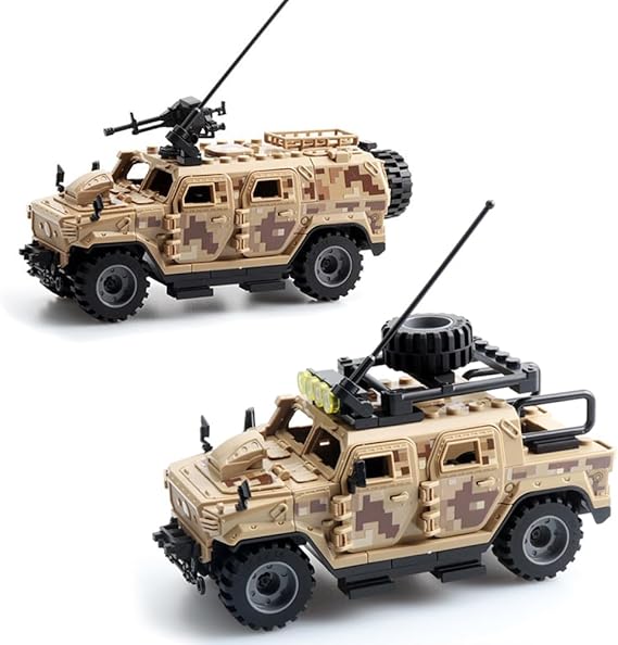 Armored Vehicle Building Block Military Vehicle Building Toys for Age 6 7 8 9 10 11 12+, Army Military Brick, Armed Armored Car Model Toys Gifts for Boys(2 Styles)