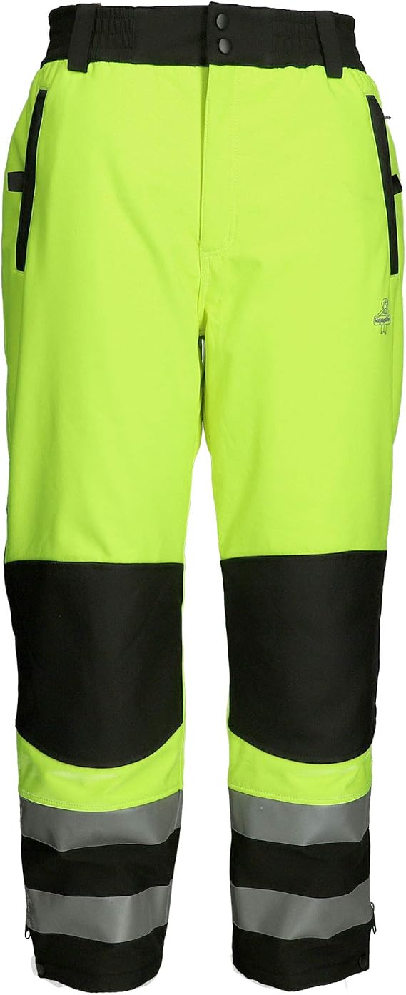 RefrigiWear Men Hivis Insulated Softshell Thermal Work Pant Water Resistant Windproof Reflective High Visibility Outdoor Gear