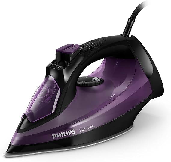 Philips 5000 Serisi Buharlı Ütü – 2.400 W, 180 g'a kadar buhar püskürtme, SteamGlide Plus taban, damlama durdurma sistemi, dikey buhar, verimli ütüleme, otomatik kireç temizleme (DST5030/80)