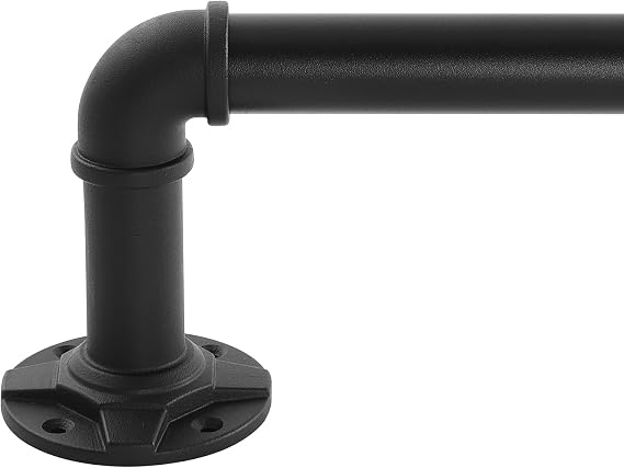 Industrial Curtain Rod Adjustable 1 Inch Black Curtain Rods for Windows 36 to 72 Inch - Perfect Indoor/Outdoor, Room Divider Curtain Rod (30-72")