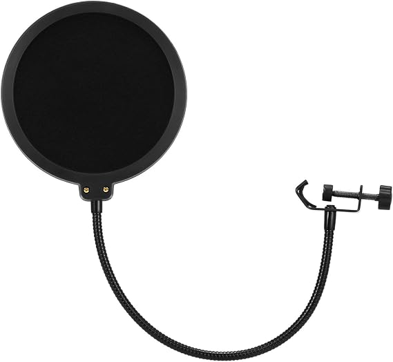 Microphone Pop Filter for Bule Yeti,Moukey Mic Windscreen with Swivel 360 Flexible Gooseneck Clip Stabilizing Arm