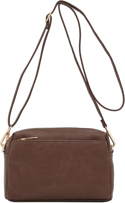 FashionPuzzle Triple Zip Small Crossbody Bag