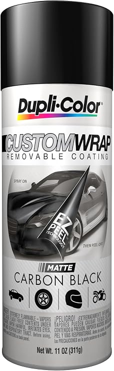 Dupli-Color ECWRC7947 Custom Wrap Matte Removable Automotive Paint Carbon Black Spray Paint - 11 oz. Aerosol Can