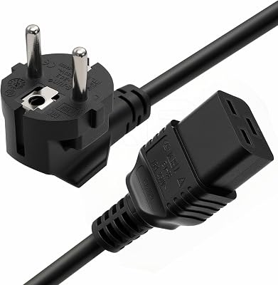 DRRI Europe Schuko Plug CEE 7-7 Plug 16A 250V to IEC 60320 C19 Power Cord for Servers | PDU| PC Computers| Monitors 6ft