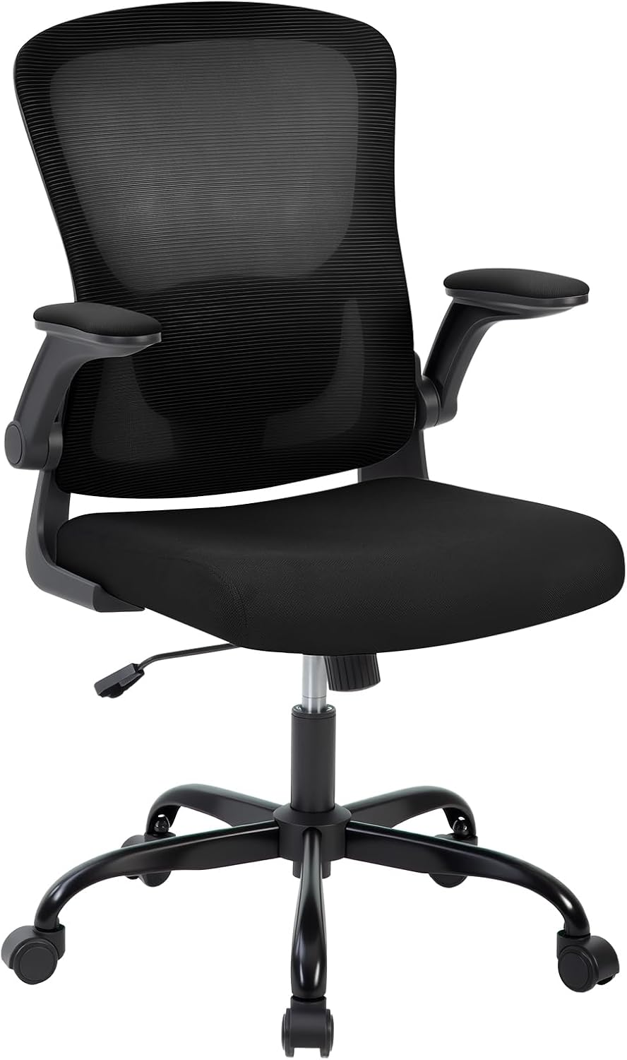 Premium Ergonomic High-Back Mesh Office Chair - Adjustable Height, Flip-Up Armrests & Lumbar Support - Comfy Swivel Seat for Home, Gaming & Work - Black Net
