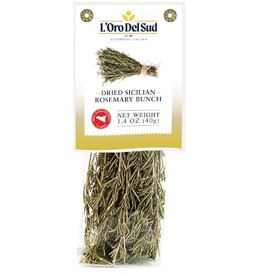 Whole Rosemary Bunch, 1.4 oz 40 g, Rosemary Stems, Fresh Grown in the Mountains of Sicily, Italian, Sicilian Dried Rosemary Leaves, Herb Spices, Rosmarino Mazzetto, LOro del Sud