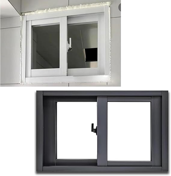 Horizontal Sliding Windows 20 22 24 28 30 32 34 36 38 40 42 44 46 48 50 Inch for Houses/Bathroom/Basement/Outdoor Showers, Little Aluminum Replacement Windows with Screen & Complete Kits(Black,WxH 38x