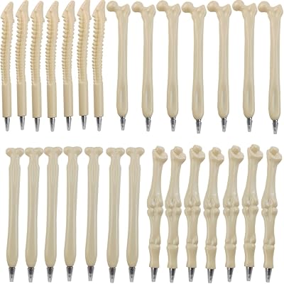 GXXMEI 28PCS Bone Ballpoint Pen Creative Novelty Pens Blue Ink for Halloween Artist Doctor Nurse School Office Party