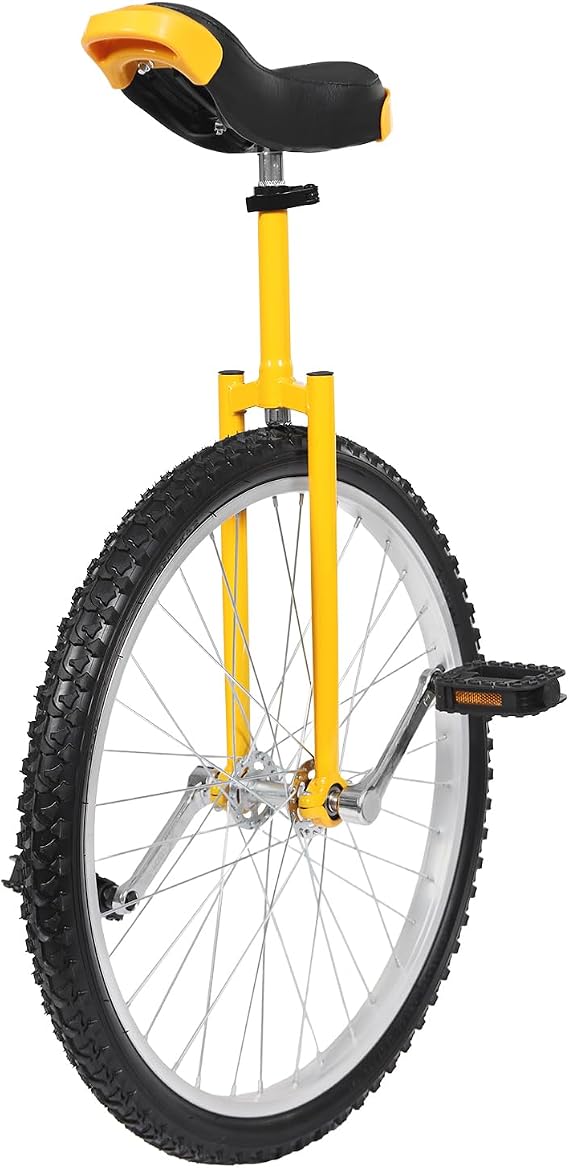 24Inch Wheel Unicycle for Adults, Outdoor Adjustable Seat Height One Wheel Exercise Bicycle with Anti-Skid Rim and Pedal, Load 154Lbs,