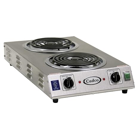 Cadco CDR-2TFB Space Saver Double Front to Back 220-Volt Hot Plate, Stainless Steel, 10 lbs, For Commercial Use