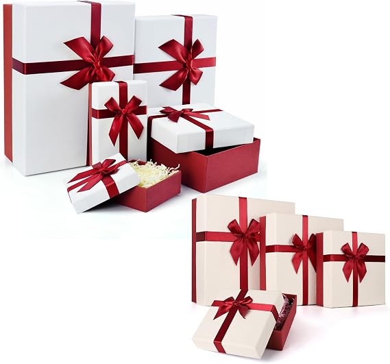 Eerbaier Luxury Gift Boxes with Ribbons - 9 Sizes for Presents