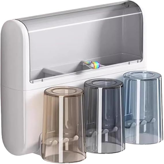 Toothbrush Holder Toothbrush Holder Wall Mounted,Shower Toothbrush Holder,Wall Toothbrush Holder,Wall-Mounted Bathroom Toothbrush Holder, Automatic Toothpaste Dispenser Shelf, for Bathroom, Kitchen(Th