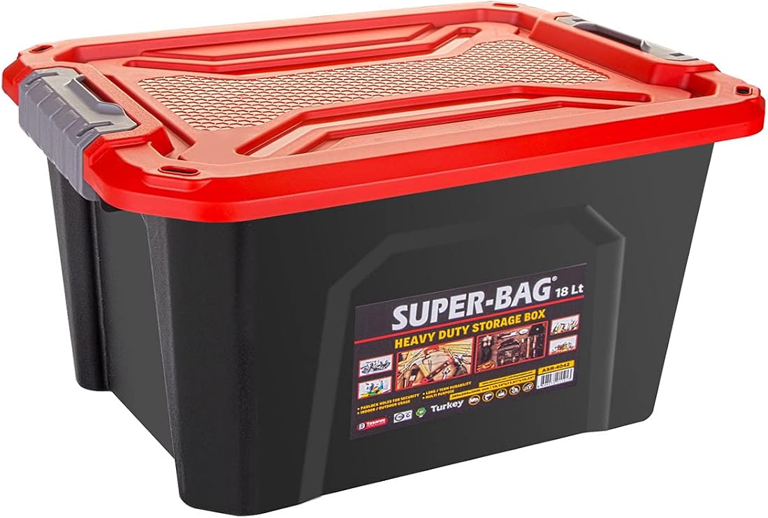 SUPER BAG 18 LT Red Color Storage Box with Lid - ASR-4042R