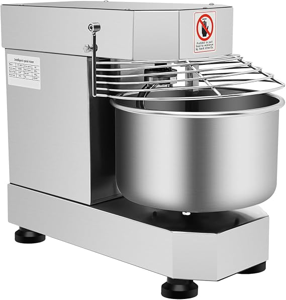 2.6 Gallon 750W Commercial Food Mixer, 2 Speeds (100/200rpm), Heavy Duty Dough Kneading Machine with Stainless Steel Bowl, Spiral Dough Mixer for Home Kitchen and Commercial Use