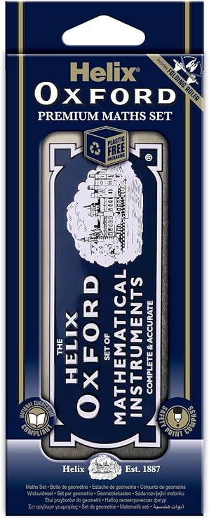 Helix Oxford Premium Maths Set - Ideal for Secondary High School & College Mathematics and Science - 11 Piece Maths & Geometry Set - School Supplies