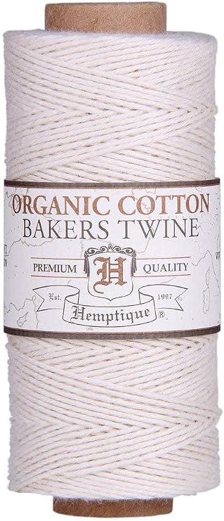Hemptique Organic Cotton Bakers Twine Spool for All Your Cooking Needs - Ideal for Cooking, Food Preparation & DIY Projects - Improve Your Creations Cotton Twine- 205ft