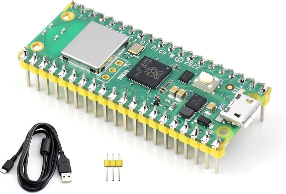 waveshare Pre-Soldered Raspberry Pi Pico W Microcontroller Board Basic Kit,Built-in WiFi,Supports 2.4/5 GHZ Wi-Fi 4,Based On RP2040 Dual-Core Processor