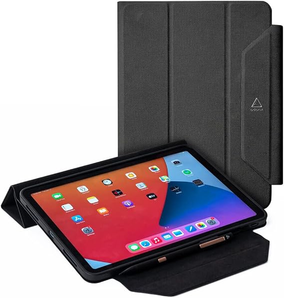 Adonit Trifold Case Compatible with iPad Pro 11 Inch 2021(Black), Lightweight Ultra-Thin Stand Case, Auto Sleep and Wake, Pencil 2 Wireless Charging, Stylus Pens Holder