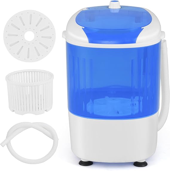 ARLIME Mini Washer and Dryer Combo, 5.5 Lbs Mini Laundry Washer, Semi-automatic Washer with Drain Hose & Spin Tub, Small Washign Machine for Drom RV Apartment (Blue)