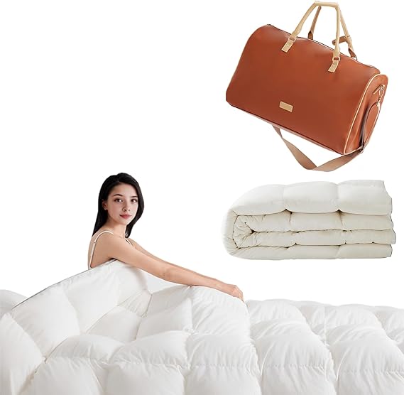 gb 95% White Goose Down Queen Size Comforter, 79x91 Inches, 14oz Filling