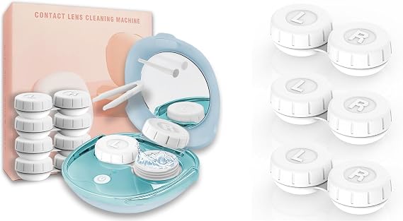 Portable Ultrasonic Contact Lens Cleaner Machine Kit with Extra 3PCS Solution Cleaning Case Replacement