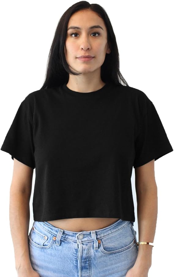 Next Level Womens Ideal Crop Tee, M, Black