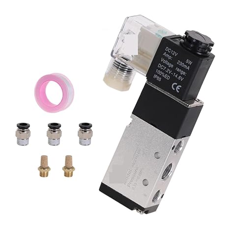 Pneumatic Electric Solenoid Valve 5 Way 2 Position Control Air Gas Magnetic 4V210-08 Lucky(4V210-08 w PC10-02,AC220V)