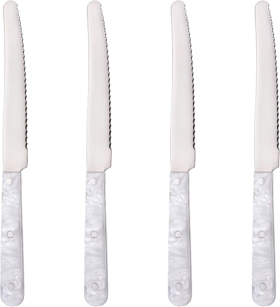 GRÄWE Table Knife Bread Knife Set of 4 in Beautiful Mother of Pearl Look