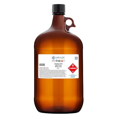 Lab Alley n-Heptane 99% High Purity Solvent, Non-Polar Solvent for Laboratory, Industrial & Research Use, 1 Gallon